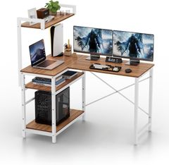 Aka Supaku pcデスク ゲーミングデスク 机 幅120cm L字型 パソコンデスク 左右入替え可能 収納ラック付き コーナーデスク ブラウン