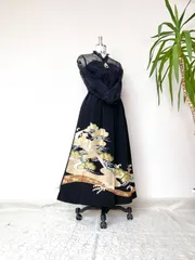 留袖リメイク　コート　トップス　セットアップ　ブラック 69868fe7a120823599e715a35bfe1e