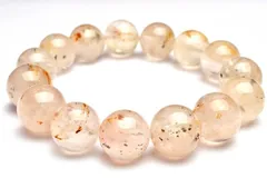 【１点物】希少共生！ マーカサイト＆ライモナイトインクォーツ 14-14.5mm ブレスレット パワーストーン 天然石 _M1200