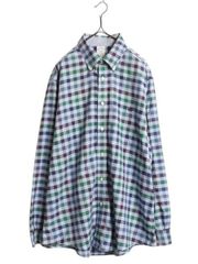 【お得なクーポン配布中!】 ブルックスブラザーズ ギンガム チェック ボタンダウン シャツ メンズ XL 古着 コットン 長袖シャツ BD ワンポイント Yシャツ ノーアイロン