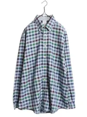 【お得なクーポン配布中!】 ブルックスブラザーズ ギンガム チェック ボタンダウン シャツ メンズ XL 古着 コットン 長袖シャツ BD ワンポイント Yシャツ ノーアイロン