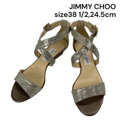 美品 ジミーチュウ JIMMY CHOO ウェッジウッドサンダル グリッター 38ハーフ、24.5cm レディース 5D731