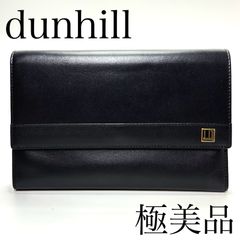 dunhillダンヒル 希少 セカンドバッグ クラッチバッグ 財布 ブラック ストラップ ロゴ