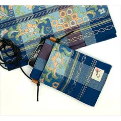 ☆ A.ブルー ☆ エコハーブ スマホショルダー 着物帯リメイク スマホショルダー 斜めがけ ミニショルダー ポシェット 斜め掛け バッグ バック ミニバッグ ミニバック ミニショルダーバッグ 大人 かわいい おしゃれ レディース メンズ ユニセックス 和柄