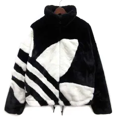 アディダス adidas ファー トラック ジャケット ビッグ トレフォイル U FUR JACKET HR3483 2024AW ブラック オフホワイト 黒 白 S