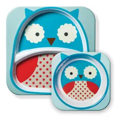 SKIP HOP スキップホップ - アニマル・プレート&ボウルセット/オウル　新品のサムネイル
