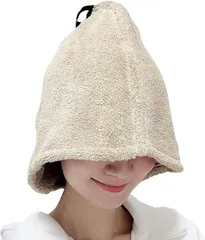 Sauna Forest サウナハット 今治タオル 特許技術スーパーZERO使用で吸水性と速乾性ｘおもてなしセレクション受賞サウナに集中できる大きめ深めサイズｘ今治ブランド認定洗濯可能(ミルクティベージュ)のサムネイル