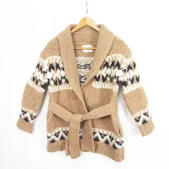 アングリッド UNGRID カウチンニット 長袖 羊毛 ガウン 前開き ベルト F マルチカラー af2335のサムネイル