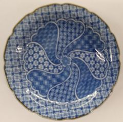 藍色　風車　梅　吉祥紋　銘々皿　小皿　10枚セット　直径約12cm