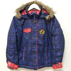 アウトドアにも◎ 状態良好◎【RESEEDA】レセーダ オンヨネ スノーウェア ジャケット ファー スキー スノボ スケート 雪遊び  防寒 かわいい チェック 英国風 ワッペン ジュニア 男の子 女の子 ネイビー 紺 レッド 赤 160/M26098jT