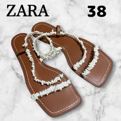 ZARA ザラ サンダル 38 ブラウン × ホワイト 【美品】