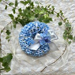 【布リース　あじさい　紫陽花】　ハンドメイド