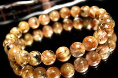 【１点物】母岩入り！ ヘマタイトインタイチンルチルクォーツ　7.5mm　ブレスレット パワーストーン 天然石 _MA4446