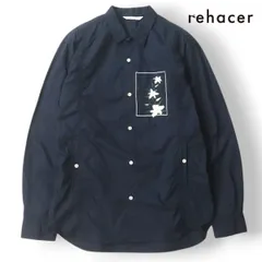 新品未使用 日本製 rehacer レアセル 2023ss ボタニカル 花柄 百合刺繍 長袖 デザインシャツ 紺 ネイビー L【参考価格￥13,800-】のサムネイル