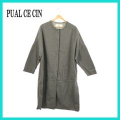 美品 PUAL CE CIN ピュアルセシン ワンピース ひざ丈ワンピース はおり お洒落 長袖 レディース グレー Ｆ