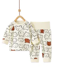 【迅速発送】Hapipana ベビー パジャマ 腹巻き付き 上下セット 子供 キッズ ベビー服 男の子 女の子 ルームウェア ナイトウェア ボーイズ ガールズ レギンス 綿100％ 寝巻き 春 秋 冬 80 90 100cm