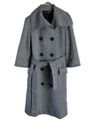 【中古】MICHAEL KORS マイケルコース ロングコート　七分袖　ヘリンボーン柄 ブラック×ホワイト 4 44831587
