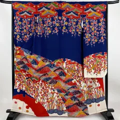 栗山吉三郎 琉球紅型 振袖 正絹 落款 fs285_1.jpg