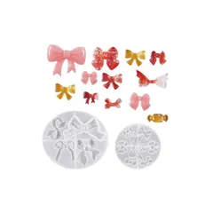 MAEXUS りぼん【2枚セット】シリコンモールド リボン レジン アクセサリー トレカ デコ パーツ デコレジン イヤリング ピアス キーホルダー チャーム シャカシャカ シリコン モールド キャンドル アロマストーン 石膏 手作り 樹脂 粘土 シリコン 0