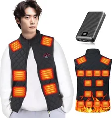 電熱ベスト バッテリー付き 加熱ベスト【全方位21箇所発熱＆DC7.4V高出力＆30000mAh大容量】ヒーターベスト 3段階温度調節 前後独立設定 電熱ジャケット 丸洗い 電熱ウェア 防寒ベスト レディース メンズ SIZE L - XL