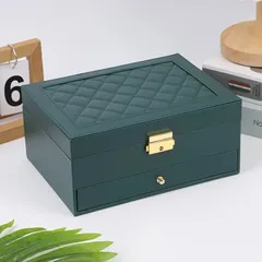 ジュエリーボックス アクセサリーケース　収納　大容量　グリーン　ジュエリーケース　ピアス　ネックレス　指輪　宝石箱