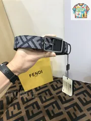 【今日特価】FENDI 35MM デニム老花斜紋 F マーク ベルト - NFC 対応-1