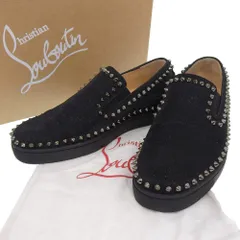 【本物保証】 箱・布袋付 超美品 クリスチャン ルブタン CHRISTIAN LOUBOUTIN ピックボート 3191304 25cm 靴 スリッポン スパイク スタッズ