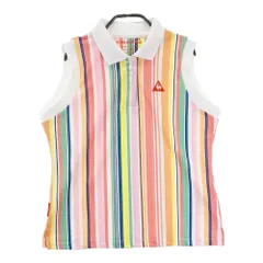 サイズ：L LECOQ GOLF ルコックゴルフ  ノースリーブ ポロシャツ ストライプ柄 ホワイト系 [240101253857]# ゴルフウェア レディース ストスト