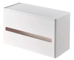 【新品・2営業日で発送】山崎実業(Yamazaki) 両面 ティッシュケース ホワイト 約W26×D11.5×H14.5cm スマート smart ペーパータオルケース 5876