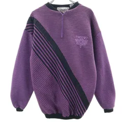 Riccardo 80s 90s オールド 長袖 ハーフジップ トレーナー M パープル メンズ 古着