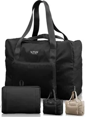 ブラック ボストンバッグ レディース メンズ キャリーオンバッグ 折り畳み 旅行バッグ サブバッグ 大容量 軽量 旅行カバン トラベルバッグ 修学旅行 コンパクトボストンバック 機内持ち込み 1泊 2泊 32L 男女兼用 NOMAW (ブラック)