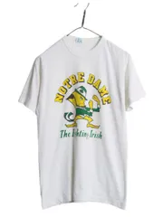 【お得なクーポン配布中!】 80s USA製 チャンピオン カレッジ イラスト 染込み プリント Tシャツ メンズ L 小さめ M / ヴィンテージ キャラクター トリコタグ ホワイト