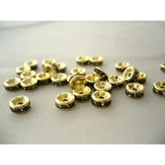 ビーズクラブ ロンデル メタルビーズ 金 平型 黒 45個 6mm メタルビーズ ブレスレット 金具 金属ビーズ パーツ