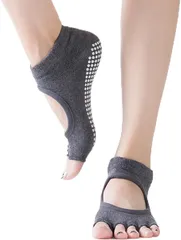 COMFORTIS ヨガソックス ピラティス 靴下 レディース 滑り止め つま先なし ヨガ靴下 2枚セット(ダークグレー,  22.0-25.0 cm)