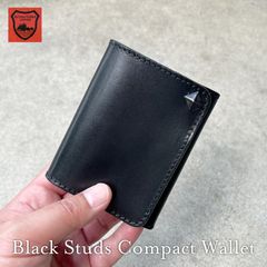 栃木レザー財布 コンパクト財布　コンパクトウォレット スタッズ財布　ミニ財布　日本製 ［WL001-ST11］
