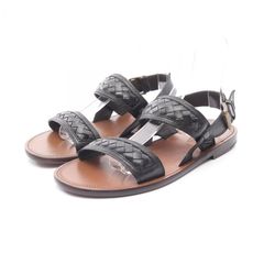 ボッテガヴェネタ BOTTEGA VENETA サンダル イントレチャート ブラック レザー サンダル メンズ Used A