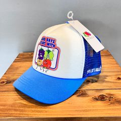 【 新品・未使用 】FRUIT OF THE ROOM フルーツオブザルーム メッシュキャップ スナップバック 白 × 水色 ホワイト ライトブルー 帽子 キッズ ジュニア 53〜55cm