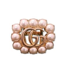 ◆ GUCCI グッチ GGマーモントリング  GP×フェイクパール ゴールド XS ◆