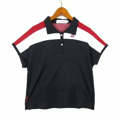 ルコックスポルティフ le coq sportif ゴルフ ポロシャツ ドライ メッシュ 配色 ロゴ 刺繍 速乾 吸汗 半袖 L 黒 ブラック 白 ホワイト 赤 レッド