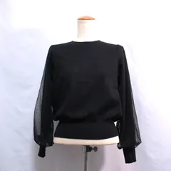 グリーンレーベルリラクシング ドットチュール長袖ニット 黒 ブラック 洗える /240605042