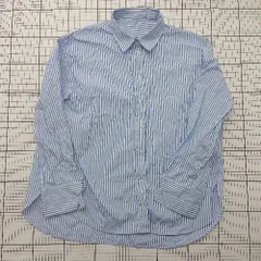 ◇ ⊂ BONLECILL ボンルシール ストライプ柄 長袖 ビッグシルエットシャツ サイズフリー ブルー系 レディース E  【1508200020310】