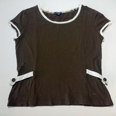 バーバリー フレンチスリーブ Tシャツ カットソー ブラウン チェック 2サイズ Burberry