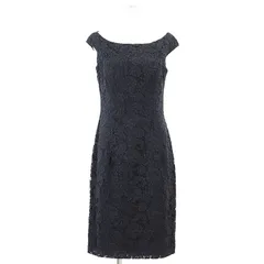 【極美品】Christian Dior クリスチャン ディオール ワンピース ノースリーブ フラワー 花柄 フルレース ひざ丈 Aライン ドレス レディース サイズ 40 ネイビー 紺 イタリア製 4C21638A1817のサムネイル