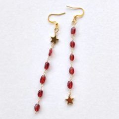 モザンビークガーネット×ヘマタイトのアシンメトリーピアス✧金属変更無料✧