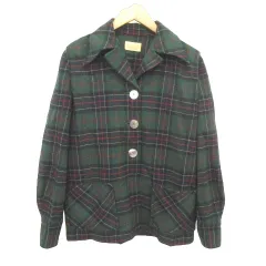 ペンドルトン PENDLETON 40s-50s 長袖 シャツ チェック 約L～XLサイズ 緑 グリーン ■GY09のサムネイル
