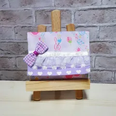 移動ポケット パープル音符柄 リボン付き