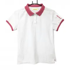 ビバハート 半袖ポロシャツ 白×ピンク 襟裏ロゴ総柄 レディース 42(L) ゴルフウェア VIVA HEART