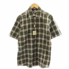 バーバリー ロンドン BURBERRY LONDON シャツ 半袖 チェック柄 コットン M カーキ /AN36 ■MA