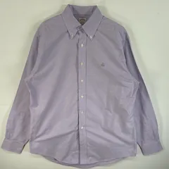 古着 ブルックスブラザーズ Brooks Brothers 長袖シャツ ワンポイント ロゴ 刺繍 ボタンダウンシャツ REGULAR  FIT M  パープル系 無地 メンズ