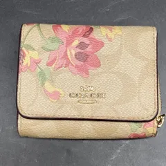E361 コーチ COACH 財布 折財布 シグネチャー 花柄 f75922 三つ折りミニ レディース シグネチャー 花柄 レザー